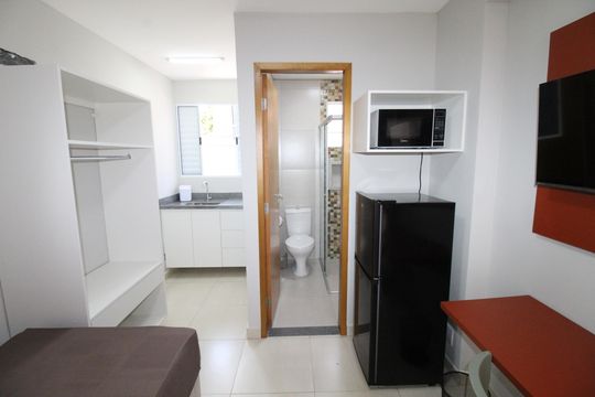 Quarto / Cozinha de kitnet/studio para alugar com 1 quarto, 26m² em Vila Maria, São José dos Campos