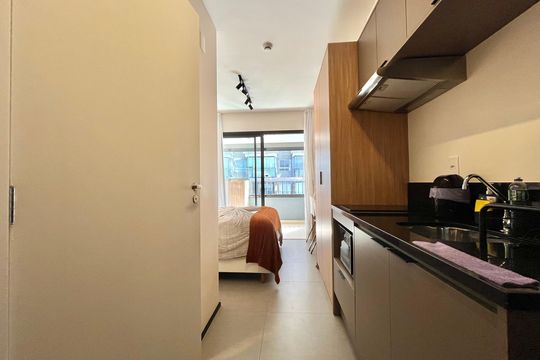 Cozinha de apartamento para alugar com 1 quarto, 26m² em Vila Clementino, São Paulo