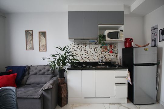 Sala/Cozinha de apartamento à venda com 1 quarto, 24m² em Vila Nova das Belezas, São Paulo