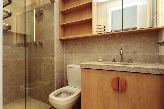 Banheiro de kitnet/studio para alugar com 1 quarto, 24m² em Ipiranga, São Paulo