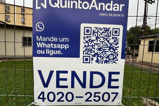 Placa instalada em 21/09/2026 com o código QLYB-93 de apartamento para alugar com 2 quartos, 39m² em Liberdade, Novo Hamburgo
