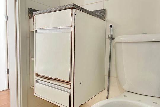 Banheiro - Armário (será substituído) de apartamento para alugar com 2 quartos, 45m² em Aeroporto, Juiz de Fora