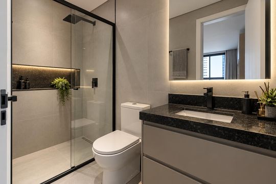 Banheiro de apartamento para alugar com 1 quarto, 23m² em Centro, Florianópolis