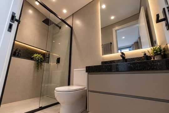 Banheiro de apartamento para alugar com 1 quarto, 23m² em Centro, Florianópolis