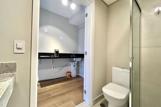 Banheiro de kitnet/studio à venda com 1 quarto, 25m² em Vila Clementino, São Paulo