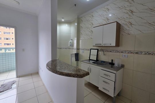 Sala de apartamento para alugar com 1 quarto, 35m² em Boqueirão, Praia Grande