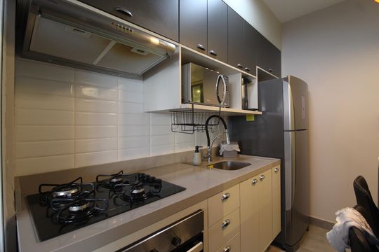Cozinha de apartamento à venda com 1 quarto, 67m² em Moema, São Paulo