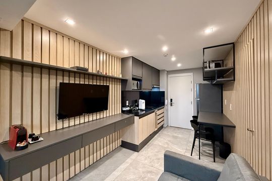 Sala de apartamento para alugar com 1 quarto, 30m² em Brooklin, São Paulo