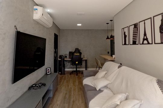 Sala de apartamento para alugar com 1 quarto, 50m² em Vila Mathias, Santos