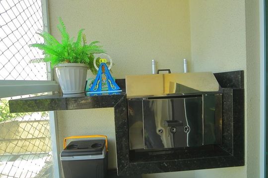 Varanda da Sala ( churrasqueira)  de apartamento à venda com 3 quartos, 75m² em Jardim Brasilia, São Bernardo do Campo