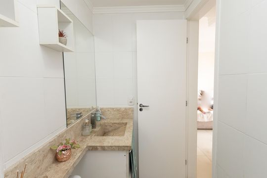 Banheiro Social de apartamento à venda com 2 quartos, 55m² em Jardim Modelo, São Paulo
