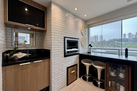 Varanda de apartamento à venda com 3 quartos, 138m² em Jardim Caravelas, São Paulo