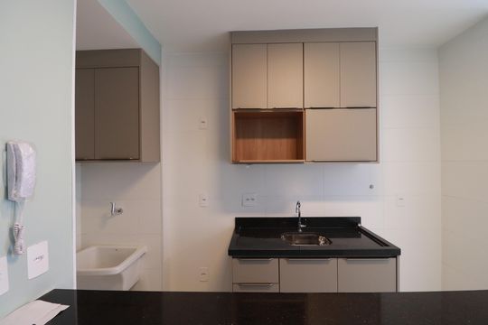 Cozinha  de apartamento para alugar com 1 quarto, 40m² em Ribeirânia, Ribeirão Preto