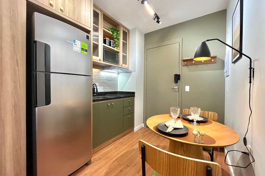 Cozinha de kitnet/studio para alugar com 1 quarto, 26m² em Vila Clementino, São Paulo