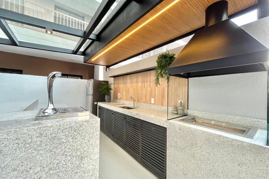 Área comum - Churrasqueira de kitnet/studio para alugar com 1 quarto, 26m² em Vila Clementino, São Paulo