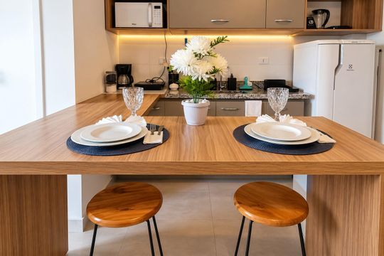 Cozinha de kitnet/studio para alugar com 1 quarto, 31m² em Bela Vista, São Paulo