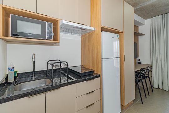 Cozinha de kitnet/studio à venda com 1 quarto, 25m² em Brooklin, São Paulo