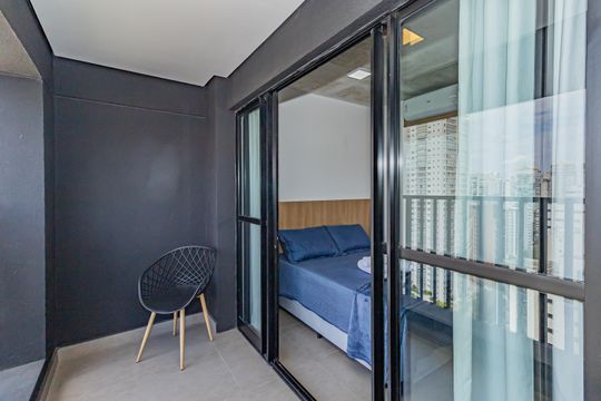 Varanda de kitnet/studio à venda com 1 quarto, 25m² em Brooklin, São Paulo