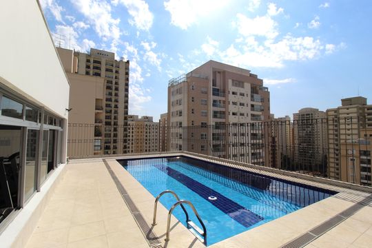 Área Comum - Piscina de apartamento para alugar com 1 quarto, 45m² em Indianópolis, São Paulo