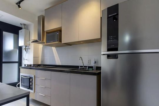 Cozinha de apartamento à venda com 1 quarto, 32m² em Vila Mafra, São Paulo