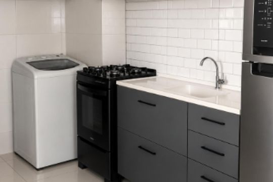 Cozinha de apartamento para alugar com 2 quartos, 34m² em Conjunto Habitacional Santa Etelvina III, São Paulo