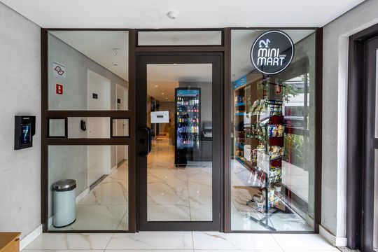 Área comum - Mini Market de apartamento para alugar com 1 quarto, 27m² em Jardim das Acacias, São Paulo