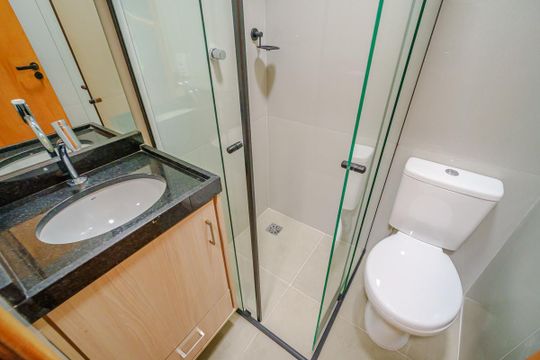 Banheiro de kitnet/studio para alugar com 1 quarto, 20m² em Butantã, São Paulo