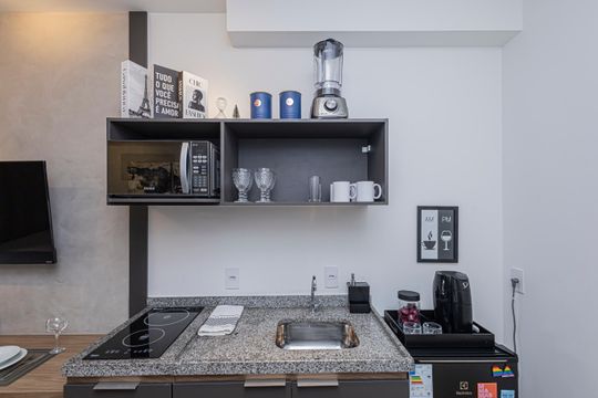 Cozinha de apartamento à venda com 1 quarto, 26m² em Cerqueira César, São Paulo