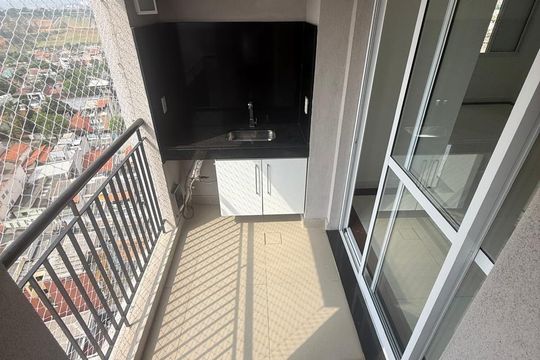 Varanda da sala de apartamento à venda com 2 quartos, 60m² em Vila Pires, Santo André