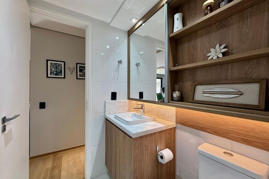 Banheiro Social  de apartamento à venda com 2 quartos, 85m² em Santo Amaro, São Paulo