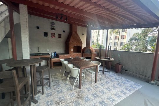 Área comum - Churrasqueira de apartamento para alugar com 2 quartos, 82m² em Ilha Porchat, São Vicente
