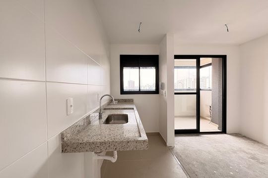 Cozinha de apartamento à venda com 2 quartos, 45m² em Campestre, Santo André