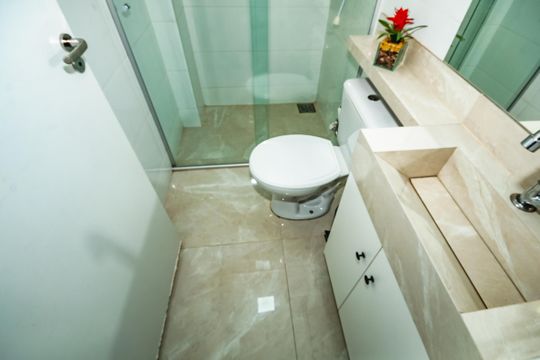 Banheiro Social de apartamento à venda com 2 quartos, 60m² em Santa Monica, Belo Horizonte