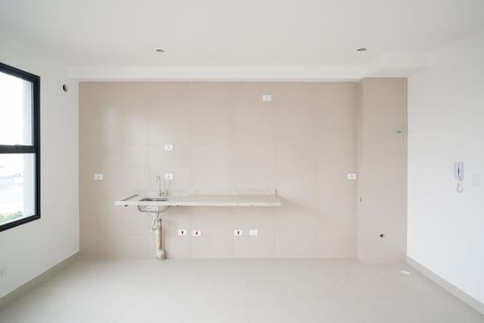 Cozinha e área de serviço de apartamento para alugar com 1 quarto, 32m² em Centro, São Caetano do Sul
