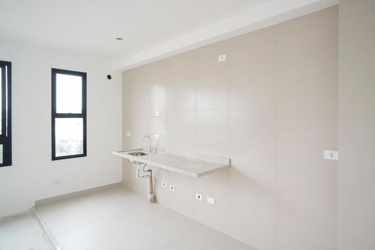Cozinha e área de serviço de apartamento para alugar com 1 quarto, 32m² em Centro, São Caetano do Sul