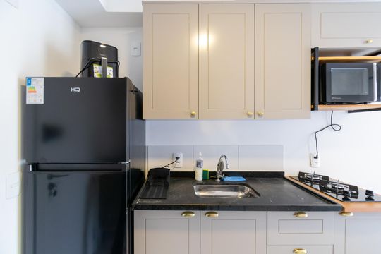 Sala/Cozinha de apartamento para alugar com 1 quarto, 31m² em Jardim Itacolomi, São Paulo
