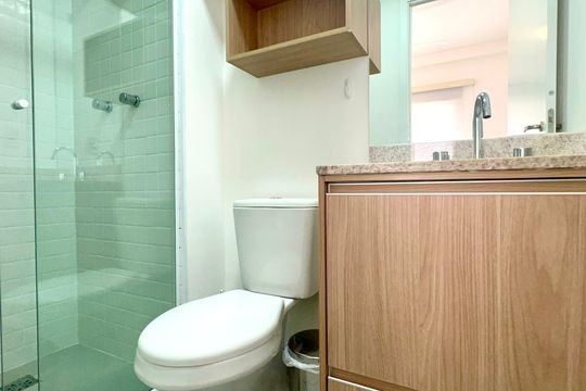 Banheiro da Suíte de apartamento para alugar com 1 quarto, 31m² em Jardim Paulista, São Paulo