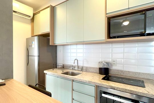 Cozinha de apartamento para alugar com 1 quarto, 31m² em Jardim Paulista, São Paulo