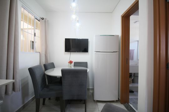 Sala e Cozinha de apartamento à venda com 1 quarto, 35m² em Parque Regina, São Paulo