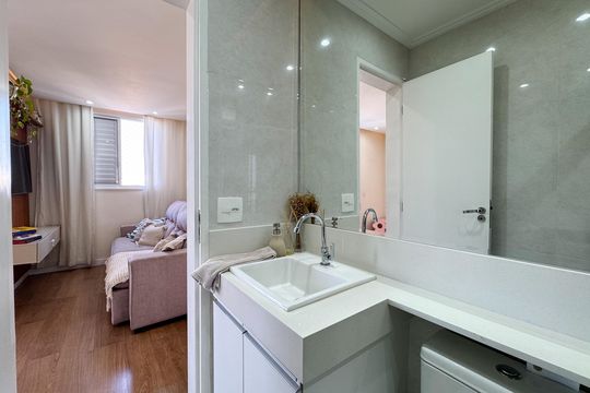 Banheiro Social de apartamento à venda com 2 quartos, 59m² em Planalto, São Bernardo do Campo