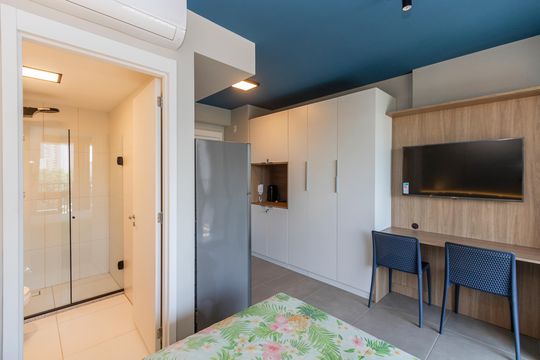 Studio de kitnet/studio para alugar com 1 quarto, 17m² em Cidade Monções, São Paulo