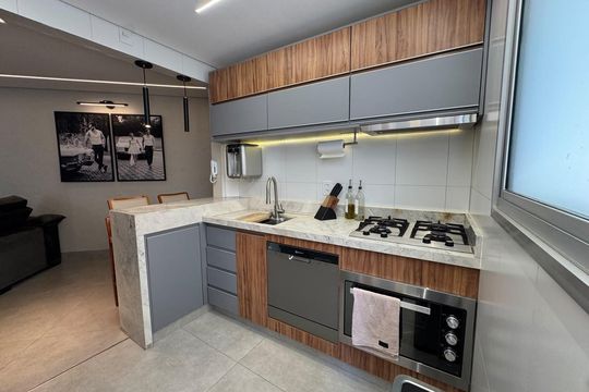 Cozinha de apartamento à venda com 2 quartos, 60m² em Jardim América, Goiânia