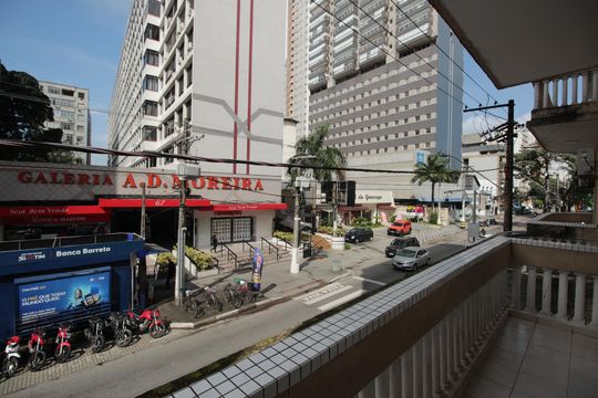 Varanda da Sala/Quarto  de apartamento para alugar com 2 quartos, 120m² em Gonzaga, Santos