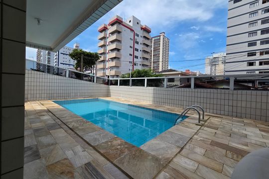Área comum - Piscina de apartamento para alugar com 1 quarto, 59m² em Cidade Ocian, Praia Grande