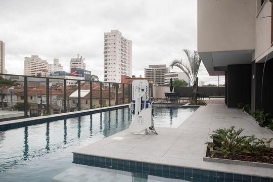 Área comum - Piscina de kitnet/studio para alugar com 1 quarto, 28m² em Vila Clementino, São Paulo
