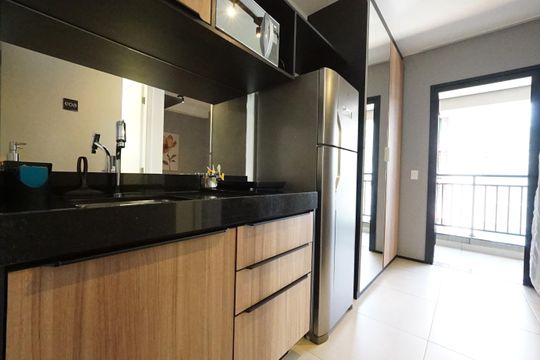 Cozinha de kitnet/studio para alugar com 1 quarto, 25m² em Vila Mariana, São Paulo