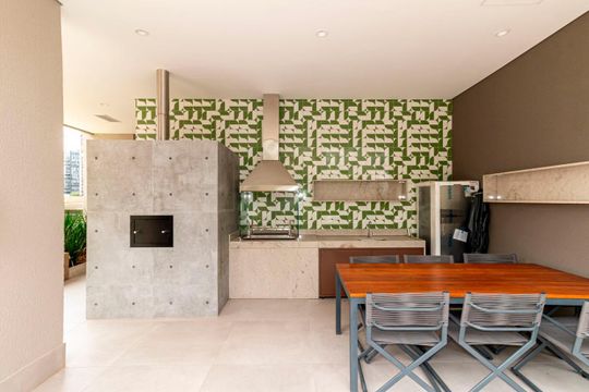 Área comum - Churrasqueira de kitnet/studio para alugar com 1 quarto, 27m² em Vila Olímpia, São Paulo
