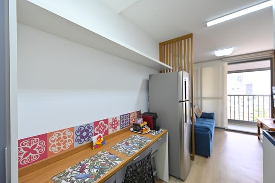 Cozinha de apartamento para alugar com 1 quarto, 33m² em Vila Clementino, São Paulo