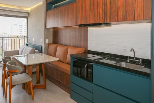 Cozinha de apartamento para alugar com 1 quarto, 33m² em Perdizes, São Paulo