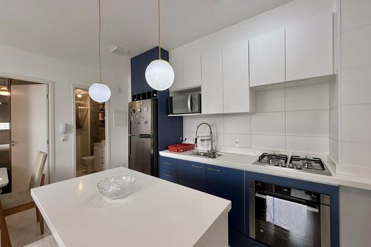 Cozinha de apartamento para alugar com 1 quarto, 35m² em Santo Amaro, São Paulo